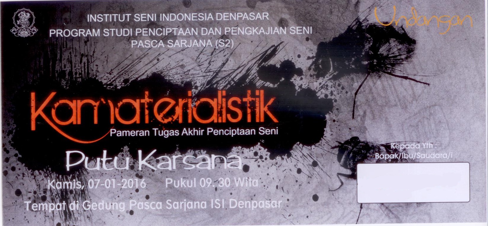 Pameran Tugas Akhir Penciptaan Seni “Kamaterialistik”