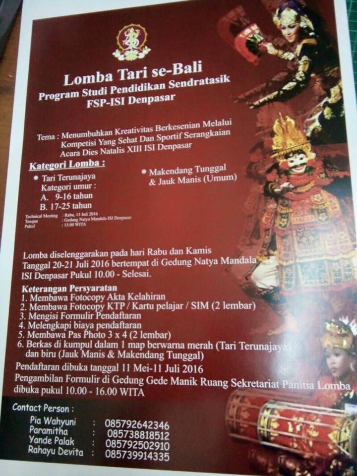 Lomba Tari Se-bali Program Studi Pendidikan Sendratasik