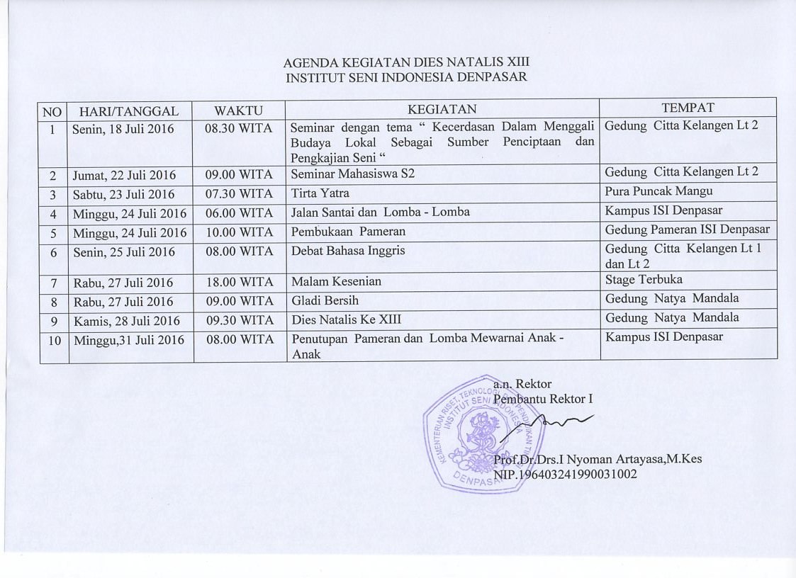 Agenda Kegiatan Dies Natalis XIII Internet Seminar Indonesia Denpasar