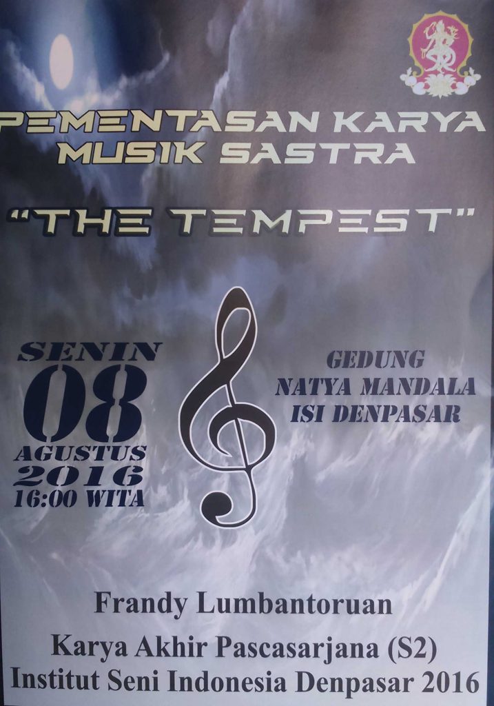 PEMENTASAN KARYA MUSIK SASTRA “THE TEMPEST”