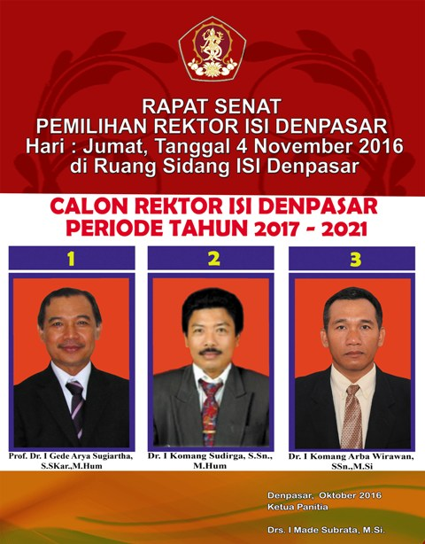 Prof. Dr. I Gede Arya Sugiartha, S.Skar.,M.Hum Menang Dalam Pemilihan Rektor ISI Denpasar