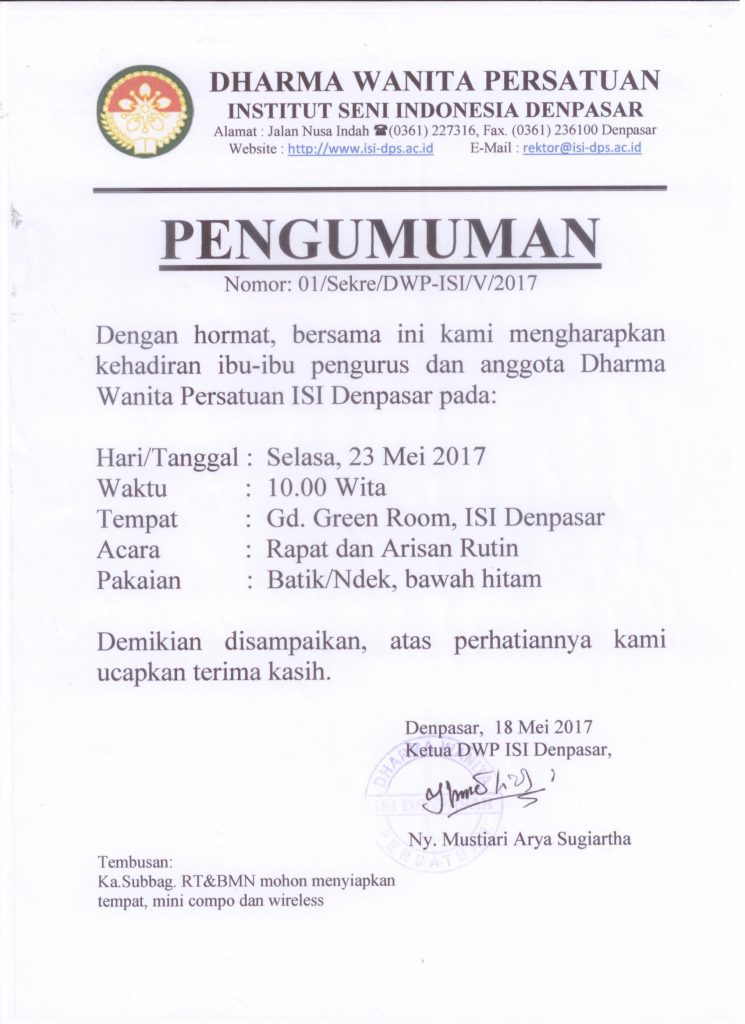 Dharma Wanita Persatuan ISI Denpasar