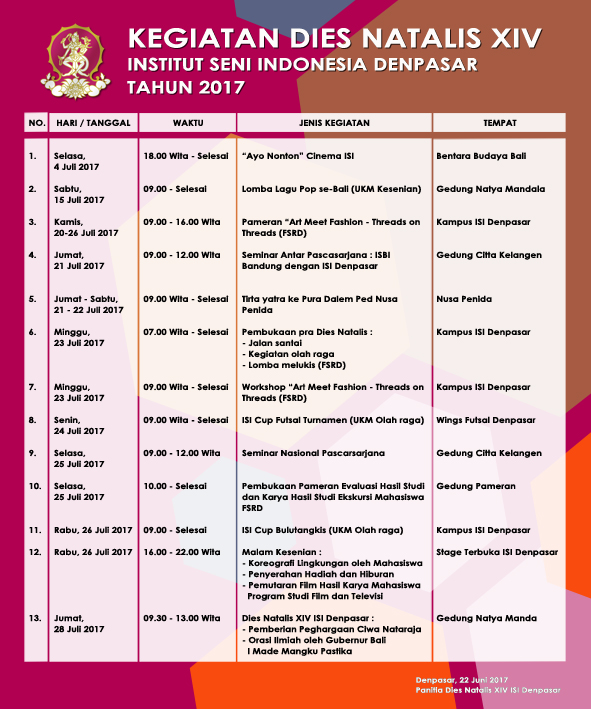 Kegiatan Dies Natalis XIV ISI Denpasar Tahun 2017