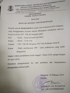 Pengumuman Pendaftaran Hotspot / WIFI