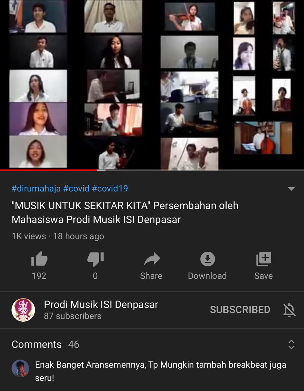 PERTUNJUKAN MUSIK ONLINE MAHASISWA PRODI MUSIK UNTUK LITERASI SOSIAL