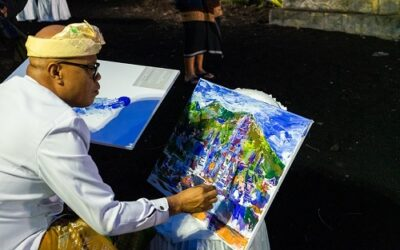 Students and Lecturers of Fine Arts Study Program Demonstrates Painting in Bhakti Widya Kahuripan