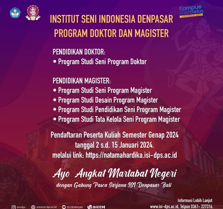 Penerimaan Mahasiswa Baru Program Magister Dan Doktor Semester Genap 2024