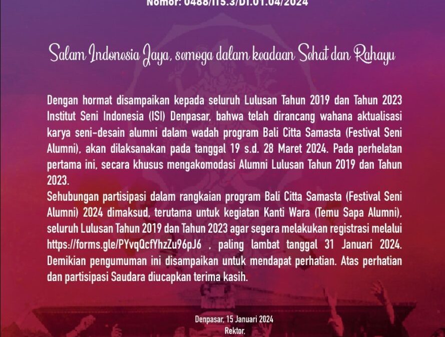 Registrasi peserta Bali Citta Samasta (Festival Seni Alumni) 2024